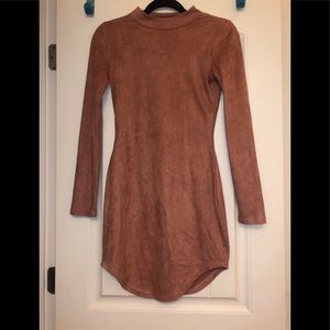 Long Sleeve Suede Dress